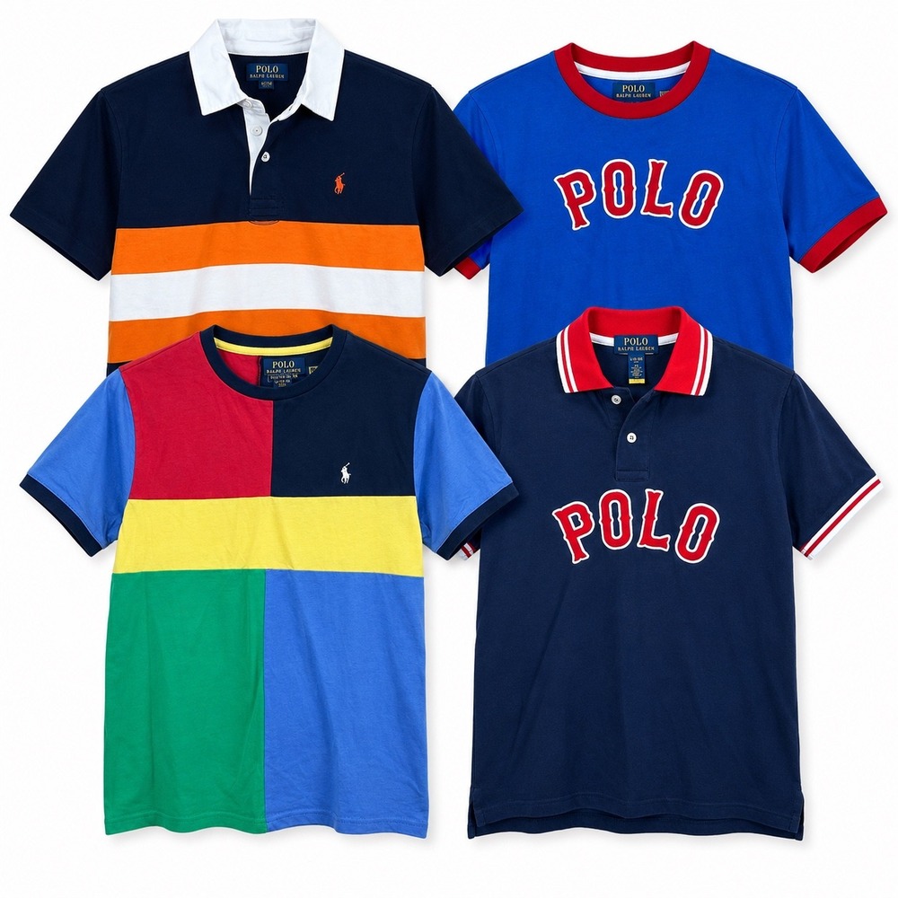 Polo Ralph Lauren Boys Shirts Bundle Size L 14-16 Multi Colorblock Striped Logo
